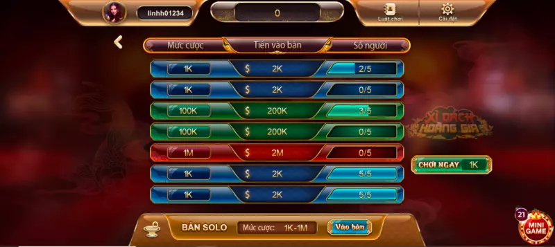 Kinh nghiệm chơi Xì dách hoàng tộc luôn thắng tại Nohuclub 