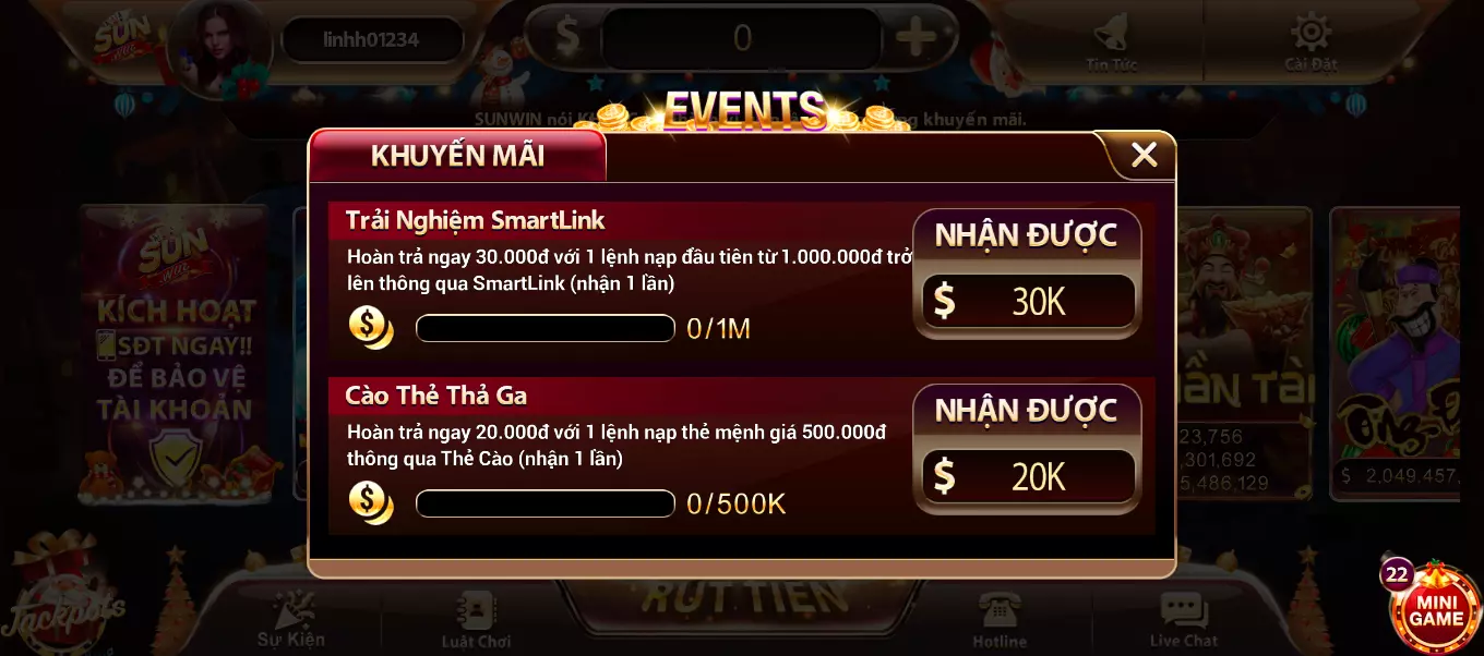 Nhận ngay 20k khi nạp thẻ thành công với mệnh giá 500k tại Nohuclub