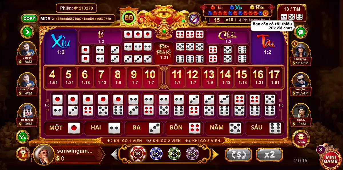 Khái niệm game nổ hũ Sicbo Tài phú MD5 tại Nohuclub