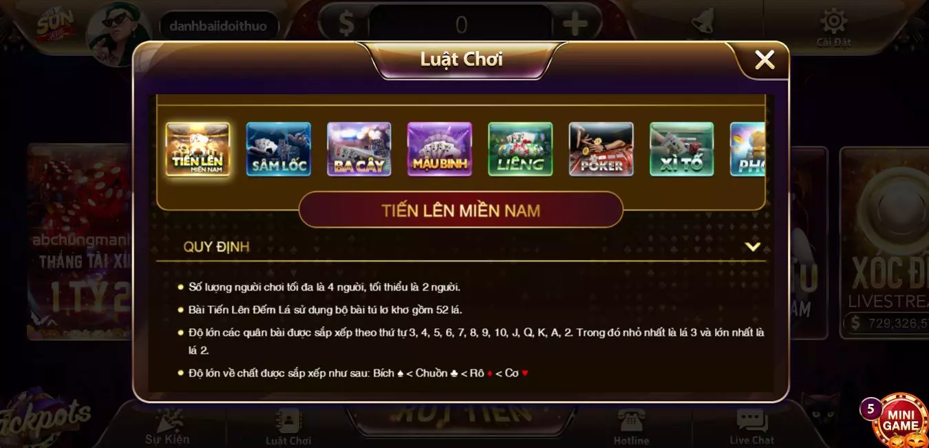 Quy luật chặt bài tiến lên tại Nohuclub